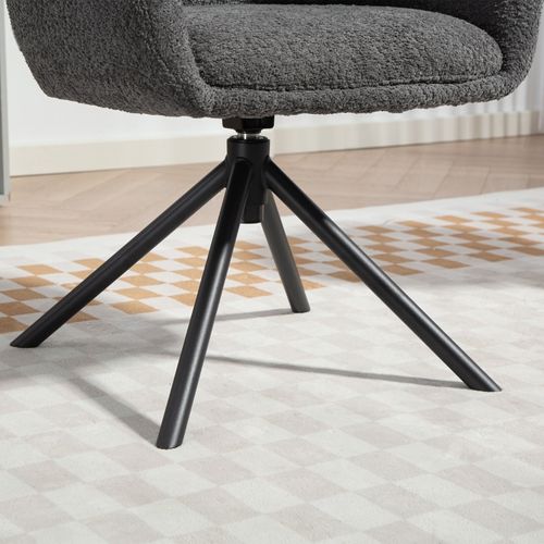 Fauteuil Pivotant Gris Foncé Avec Assise Enveloppante Et Revêtement Textile Cosy
