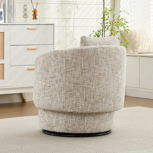 Fauteuil Pivotant 360° En Chenille Avec Rangement Caché Et Coussin Épais, Beige