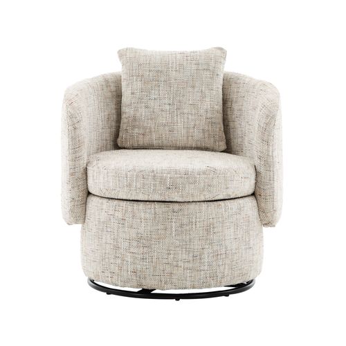 Fauteuil Pivotant 360° En Chenille Avec Rangement Caché Et Coussin Épais, Beige