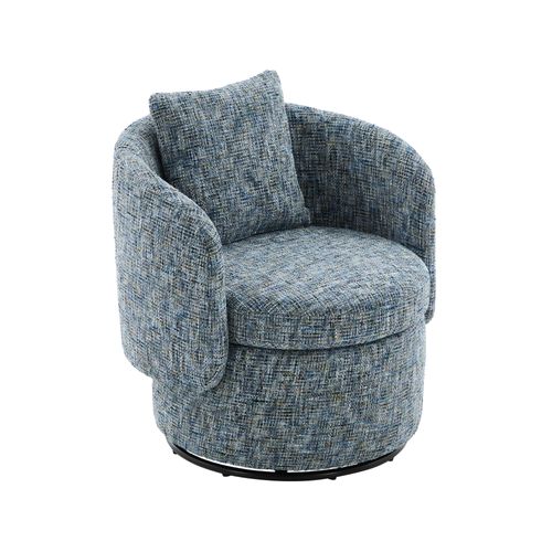 Fauteuil Pivotant 360° En Chenille Avec Rangement Caché Et Coussin Épais, Bleu