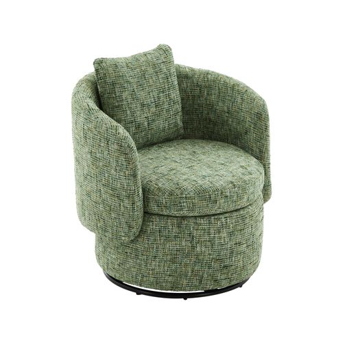 Fauteuil Pivotant 360° En Chenille Avec Rangement Caché Et Coussin Épais, Vert
