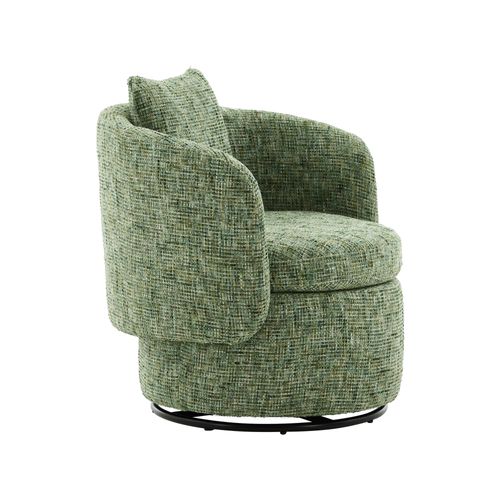 Fauteuil Pivotant 360° En Chenille Avec Rangement Caché Et Coussin Épais, Vert