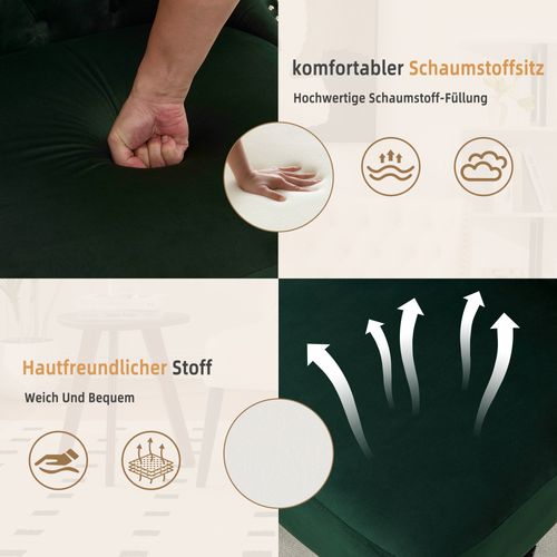 Fauteuil Sans Accoudoirs En Velours Avec Boutons Diamant Et Pieds Bois Massif Vert