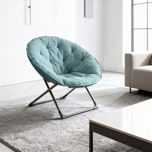 Fauteuil Pliant En Laine D’agneau, Confortable Et Portable, Idéal Pour Chambre Et Extérieur, Bleu