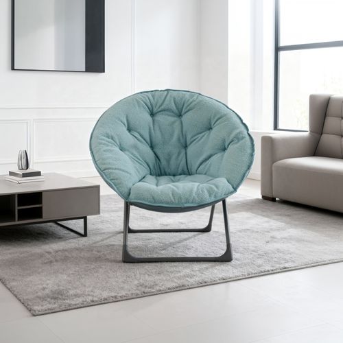 Fauteuil Pliant En Laine D’agneau, Confortable Et Portable, Idéal Pour Chambre Et Extérieur, Bleu