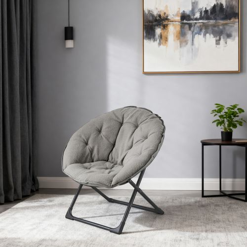 Fauteuil Pliant En Laine D’agneau, Confortable Et Portable, Idéal Pour Chambre Et Extérieur, Gris