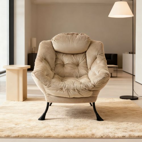Fauteuil Relax Avec Repose-pieds Et Poche Latérale, Confortable Pour Salon Et Bureau, Kaki