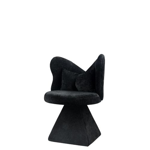 Chaise Pivotante En Velours Chenille Noire, Fauteuil Polyvalent Pour Salon Et Bureau
