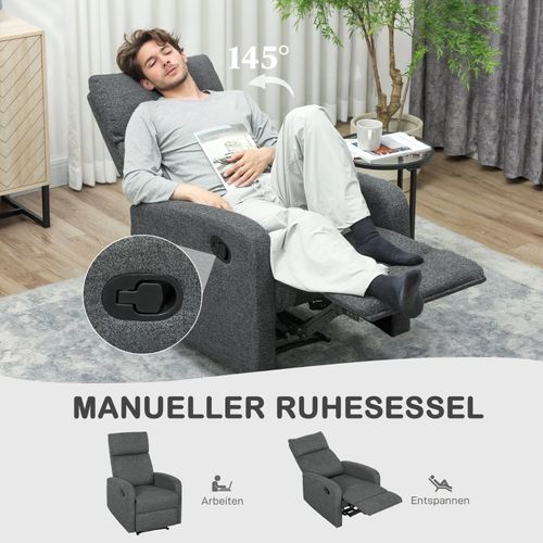 Fauteuil Relax Inclinable Avec Repose-jambes Ajustable, Assise En Tissu Gris