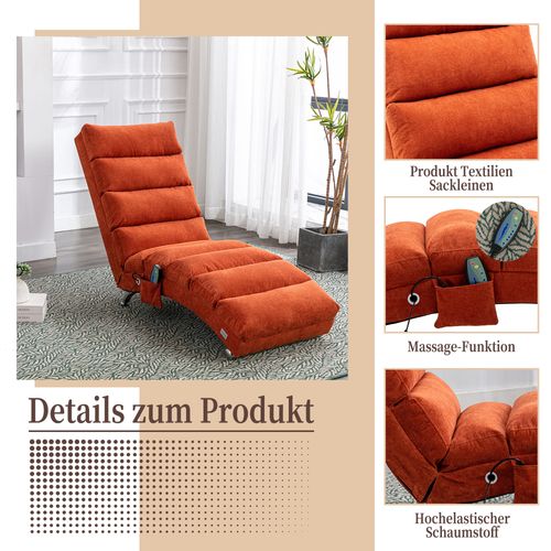 Méridienne Avec Massage, Soutien Corporel Complet Et Vibration Douce, Orange