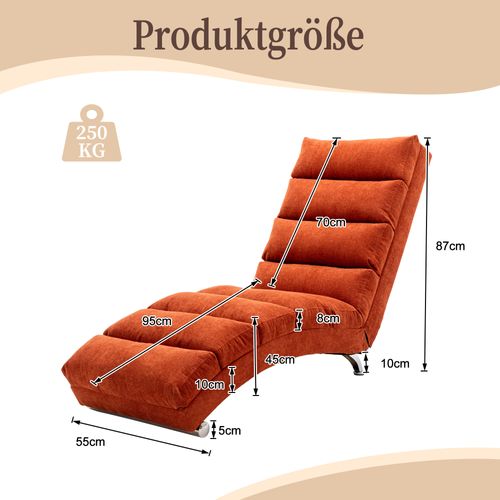 Méridienne Avec Massage, Soutien Corporel Complet Et Vibration Douce, Orange