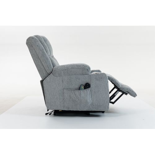 Fauteuil Releveur Électrique Pour Seniors Avec Tissu Doux Et Porte-gobelets Intégré, Gris Clair