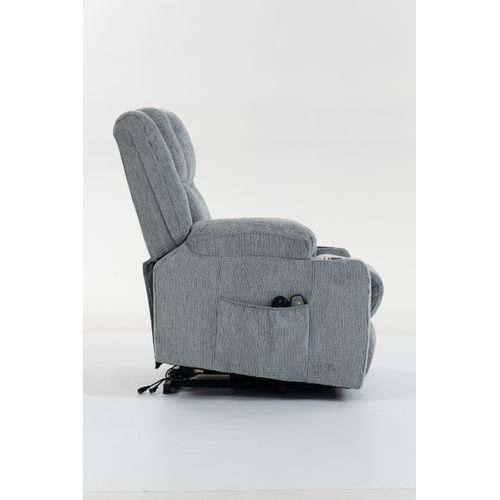 Fauteuil Releveur Électrique Pour Seniors Avec Tissu Doux Et Porte-gobelets Intégré, Gris Clair