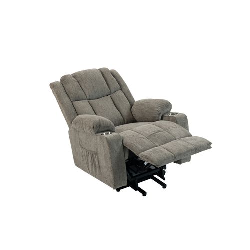 Fauteuil Releveur Électrique Pour Seniors Avec Tissu Doux Et Porte-gobelets Intégré, Marron Clair