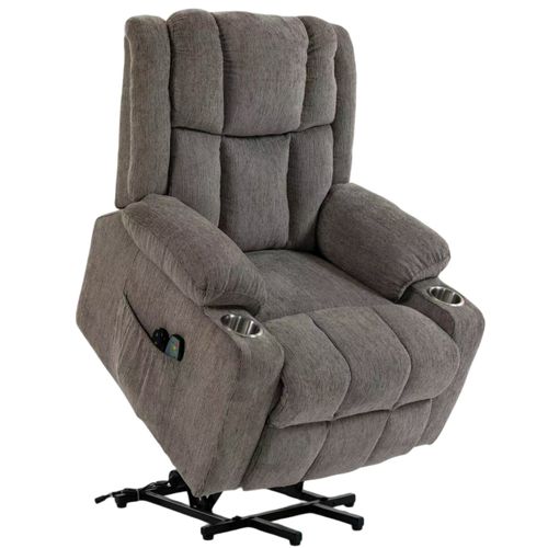 Fauteuil Releveur Électrique Pour Seniors Avec Tissu Doux Et Porte-gobelets Intégré, Marron Clair