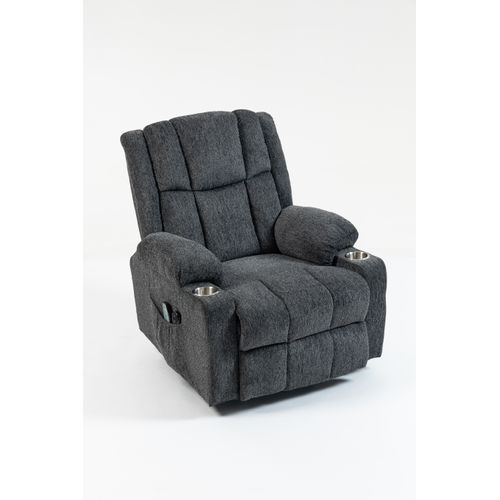 Fauteuil Releveur Électrique Pour Seniors Avec Tissu Doux Et Porte-gobelets Intégré, Gris Foncé