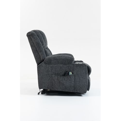 Fauteuil Releveur Électrique Pour Seniors Avec Tissu Doux Et Porte-gobelets Intégré, Gris Foncé