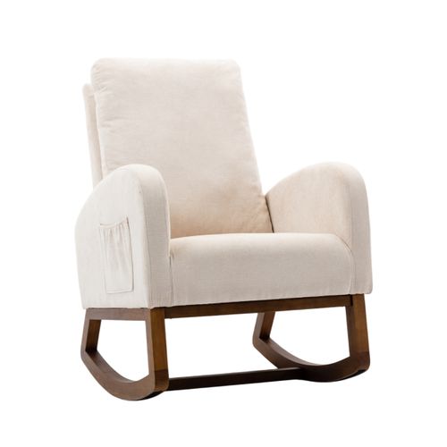 Fauteuil à Bascule Moderne Style Mid-century Pour Enfants Et Adultes, Dossier Haut, 69x94x101 cm