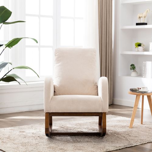 Fauteuil à Bascule Moderne Style Mid-century Pour Enfants Et Adultes, Dossier Haut, 69x94x101 cm