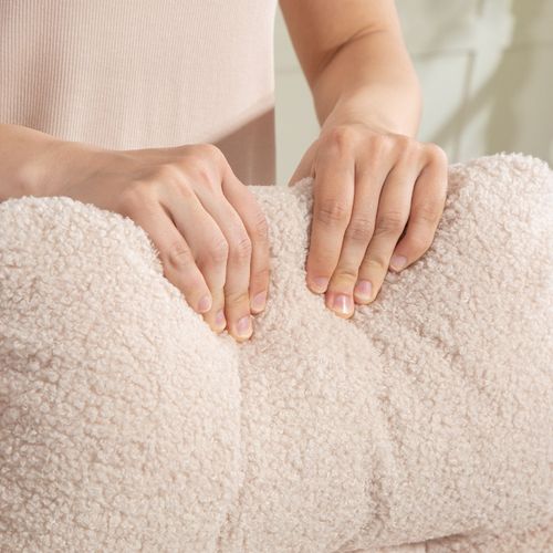 Fauteuil à Bascule Avec Repose-pieds, Coussins Et Dossier Haut, Tissu Beige