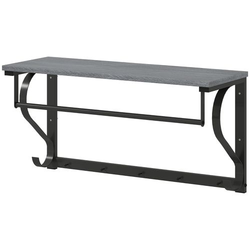 Patère Mural 3-en-1 Avec 5 Crochets Et Étagère Supérieure Gris, Pratique Et Polyvalent