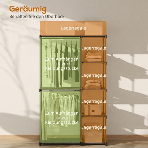 Armoire Textile Portable Avec Étagères En Tissu Et Cadre Métallique, Grande Capacité