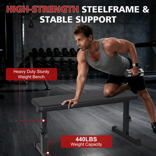 Banc De Musculation Plat Réglable Pour Haltères, Entraînement De Force à Domicile Stable