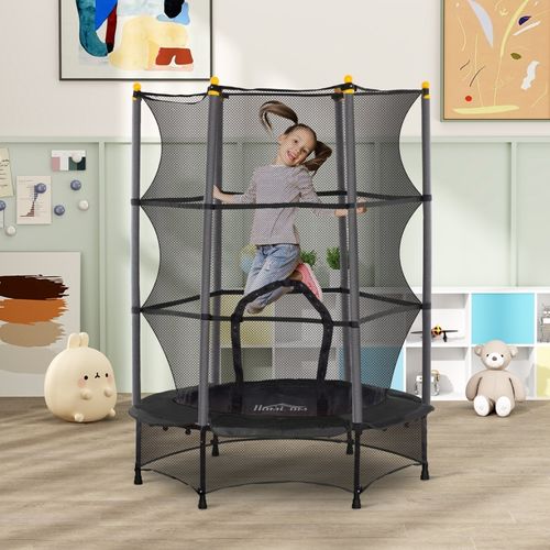 Trampoline Enfant Ø140 Cm Avec Filet De Sécurité, Plastique Amortissant, Intérieur Et Extérieur