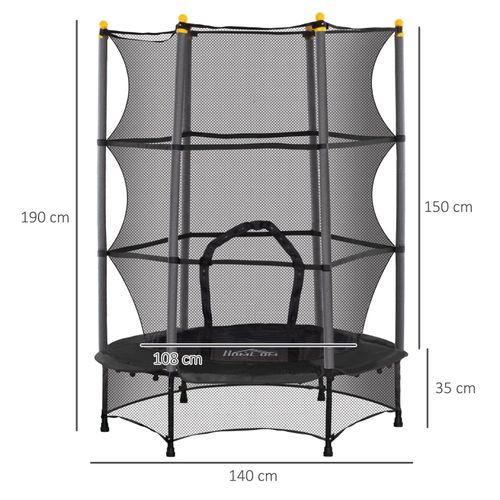 Trampoline Enfant Ø140 Cm Avec Filet De Sécurité, Plastique Amortissant, Intérieur Et Extérieur