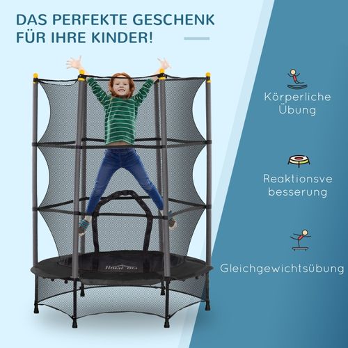 Trampoline Enfant Ø140 Cm Avec Filet De Sécurité, Plastique Amortissant, Intérieur Et Extérieur