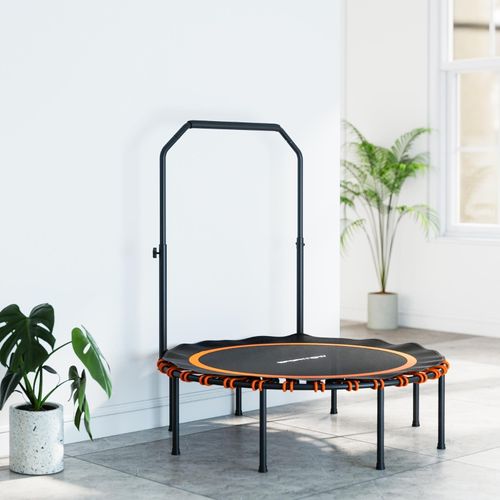 Trampoline Fitness Pliable Avec Poignée Réglable, Silencieux Et Stable, Intérieur Extérieur, Orange
