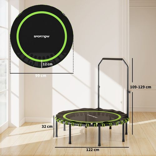 Trampoline Fitness Pliable Avec Poignée Réglable, Intérieur Et Extérieur, Vert, Stable Et Silencieux
