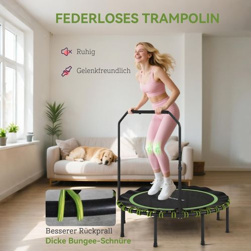 Trampoline Fitness Pliable Avec Poignée Réglable, Intérieur Et Extérieur, Vert, Stable Et Silencieux
