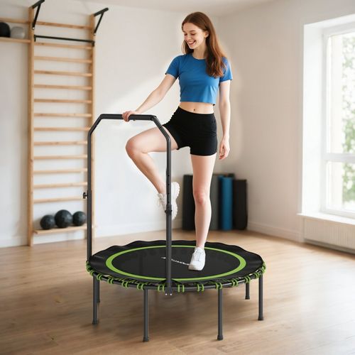 Trampoline Fitness Pliable Avec Poignée Réglable Pour Intérieur Et Extérieur, Vert Et Noir
