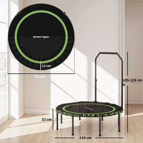 Trampoline Fitness Pliable Avec Poignée Réglable Pour Intérieur Et Extérieur, Vert Et Noir