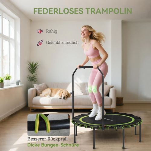 Trampoline Fitness Pliable Avec Poignée Réglable Pour Intérieur Et Extérieur, Vert Et Noir