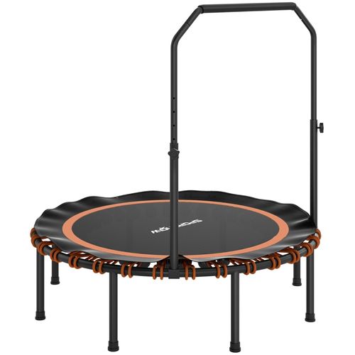 Trampoline Fitness Pliable Avec Poignée Réglable, Mini Trampoline, Orange Et Noir