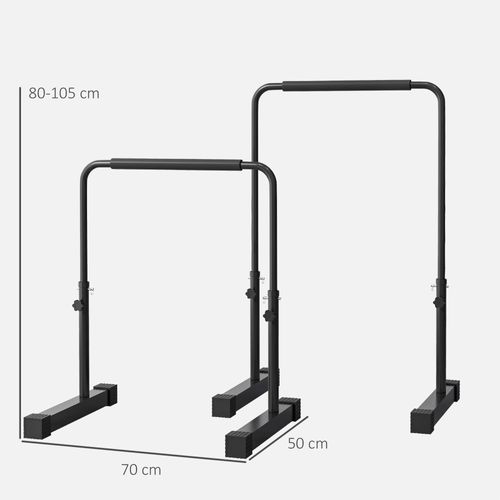 Barres De Dips Réglables 80-100 Cm, Parallettes Antidérapantes En Acier Noir, 2 Pièces