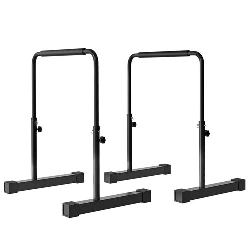 Barres De Dips Réglables 80-100 Cm, Parallettes Antidérapantes En Acier Noir, 2 Pièces