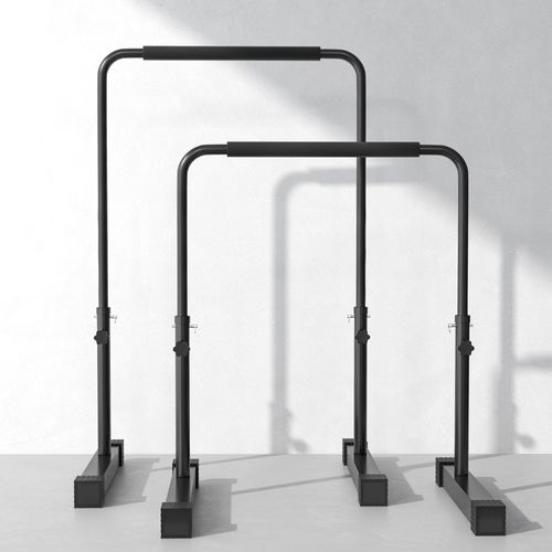 Barres De Dips Réglables 80-100 Cm, Parallettes Antidérapantes En Acier Noir, 2 Pièces