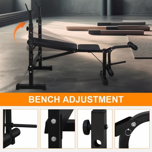 Banc De Musculation Olympique Pliable Avec Rack à Squat, Support Barre Et Coussin Rembourré