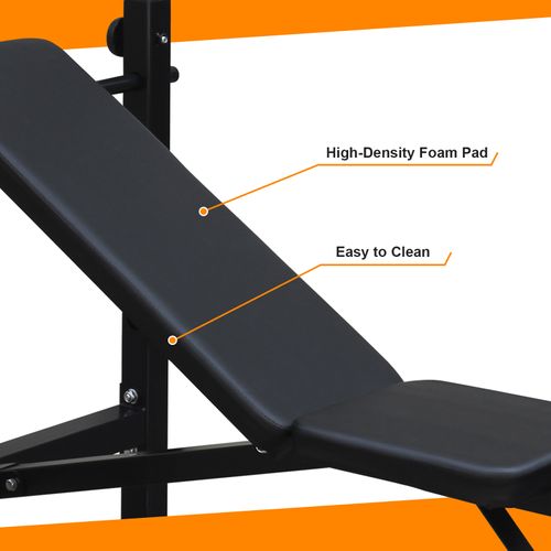 Banc De Musculation Olympique Pliable Avec Rack à Squat, Support Barre Et Coussin Rembourré