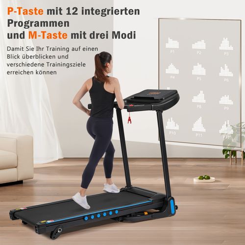 Tapis De Course Pliable 14 Km/h, 3,0 Ps, Inclinaison 6%, Bluetooth Et LED, 140 Kg