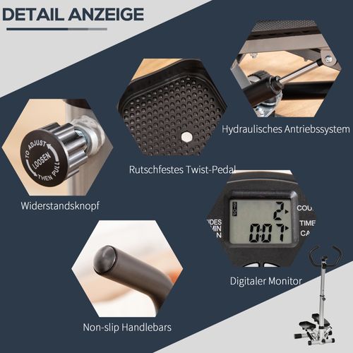 Stepper De Fitness Avec Guidon, Écran LCD Et Vitesse Réglable Pour Jambes Et Fessiers