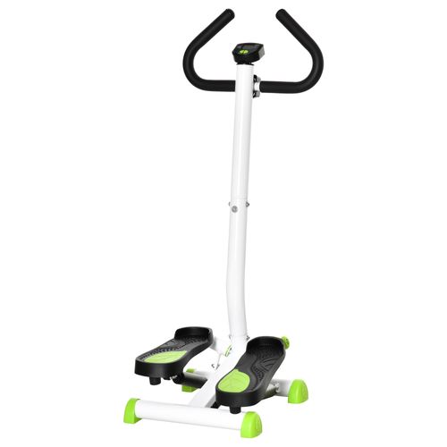 Stepper Fitness Swing Avec Écran LCD Et Guidon, Hometrainer Compact, 55x44x108 Cm, Vert