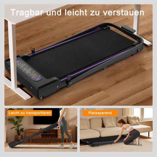 Tapis De Course Pliable Pour Maison et Bureau, Walking Pad 2,5 Ps, Jusqu’à 8 Km/h, Noir