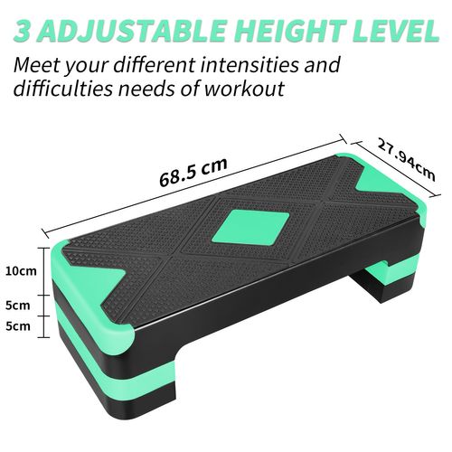 Plateforme De Step Aerobic Réglable 3 Hauteurs 68,5 Cm Pour Entraînement Cardio, Vert