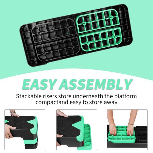 Plateforme De Step Aerobic Réglable 3 Hauteurs 68,5 Cm Pour Entraînement Cardio, Vert
