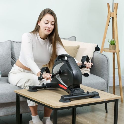 Mini Pédalier Portable Noir Avec Résistance Magnétique 8 Niveaux Et Écran LCD