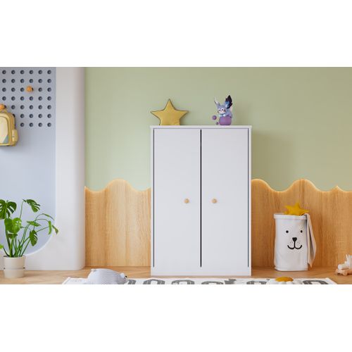 Petit Placard 2 Portes Blanc Avec Tringle, Idéal Chambre Ou Salon